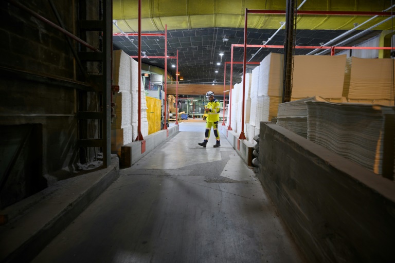 Un employé travaille chez le producteur de pâte à papier Fibre Excellence lors d’une visite de presse, à Saint-Gaudens, dans le sud-ouest de la France, le 18 juin 2026