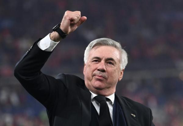 L'entraîneur italien du Real Madrid à la fin de la finale de la Ligue des champions remportée par le club madrilène contre Liverpool, le 28 mai 2022
