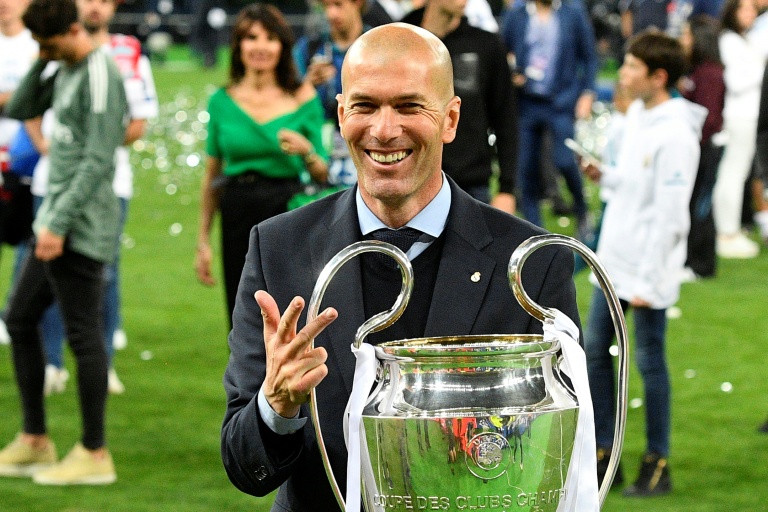 Zinédine Zidane, triple vainqueur de la Ligue des champions en tant qu'entraîneur du Real Madrid, la dernière fois en 2018, à Kiev, face à Liverpool