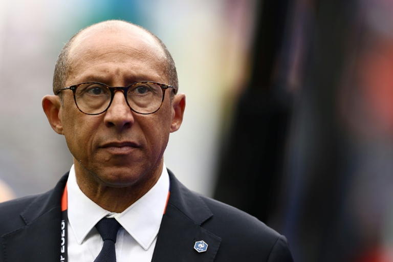 Le président de la Fédération française de football Philippe Diallo arrive au stade de Foxborough, près de Boston, le 26 juin 2026