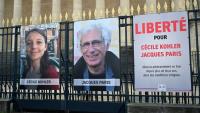 Les portraits de Cécile Kohler et Jacques Paris devant l'Assemblée nationale à Paris, le 25 mars 2025
