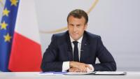 Emmanuel Macron tenant une conférence de presse pour annoncer ses réponses à l'issue du Grand débat national, Paris, le 25 avril 2019