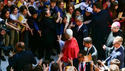 Le pape Léon XIV à l'abbaye de Montserrat, près de Barcelone, le 10 juin 2026