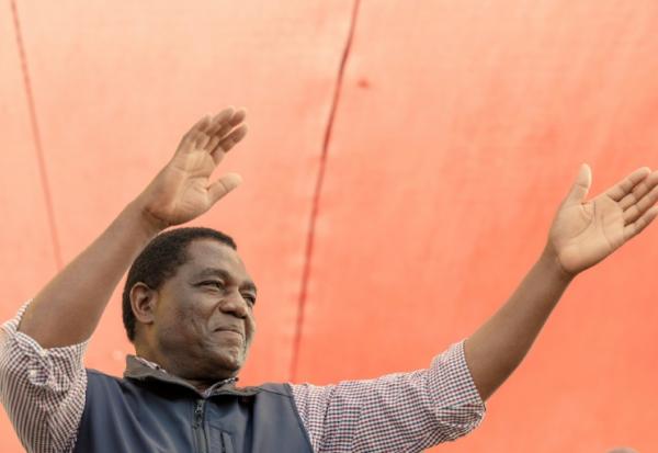 Hakainde Hichilema, lors d'un meeting électoral à Lusaka, le 11 août 2026