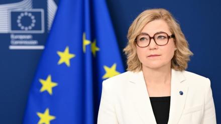 Henna Virkkunen, vice-présidente de la Commission européenne en charge du Numérique, le 15 avril 2026 à Brxuelles