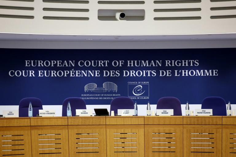 Une vue de l'intérieur de la Cour européenne des droits de l'homme (CEDH), à Strasbourg, dans l'est de la France, le 27 septembre 2023
