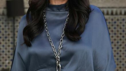 L'actrice égyptienne Mona Zaki lors d'un entretien à l'AFP en marge du festival international du film de Marrakech, le 3 décembre 2025 à Marrakech 