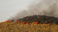 Des flammes s'étendent sur un colline près de Bedar, dans le district de Los Gallardos, dans la province espagnole d'Almería, le 11 juillet 2026 en Espagne
