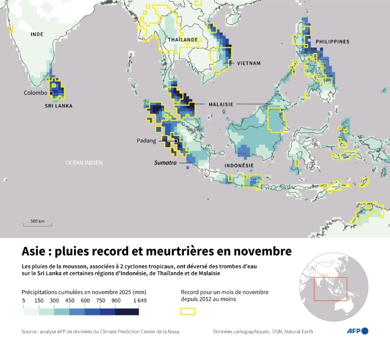 Asie : pluies record et meurtrières en novembre