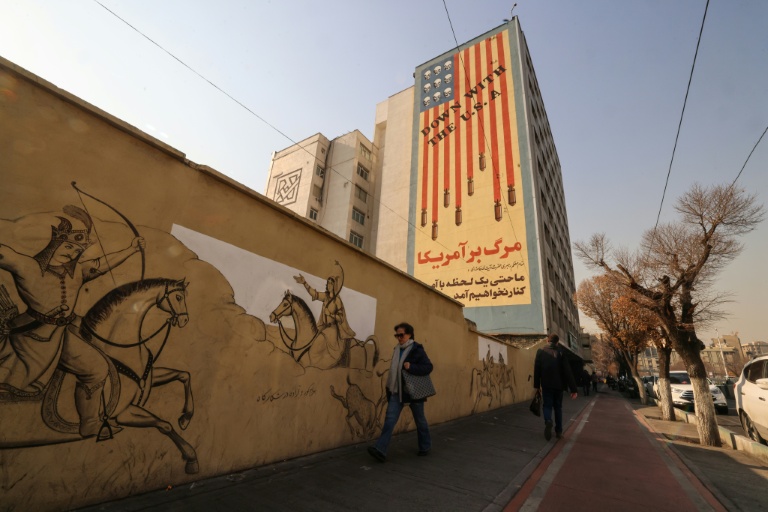 Une fresque anti américaine à Téhéran, le 6 janvier 2026