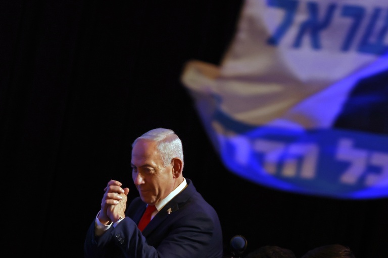 Le Premier ministre israélien Benjamin Netanyahu lors de la soirée électorale, le 28 octobre 2026 à Jérusalem