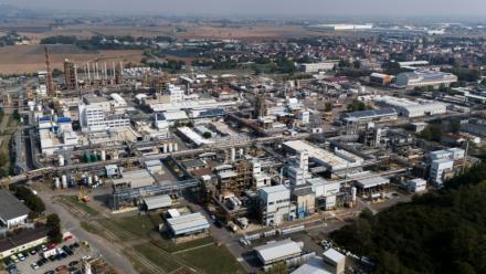 Vue aérienne du site industriel Syensqo, à Spinetta Marengo, dans le nord de l'Italie, le 29 septembre 2026