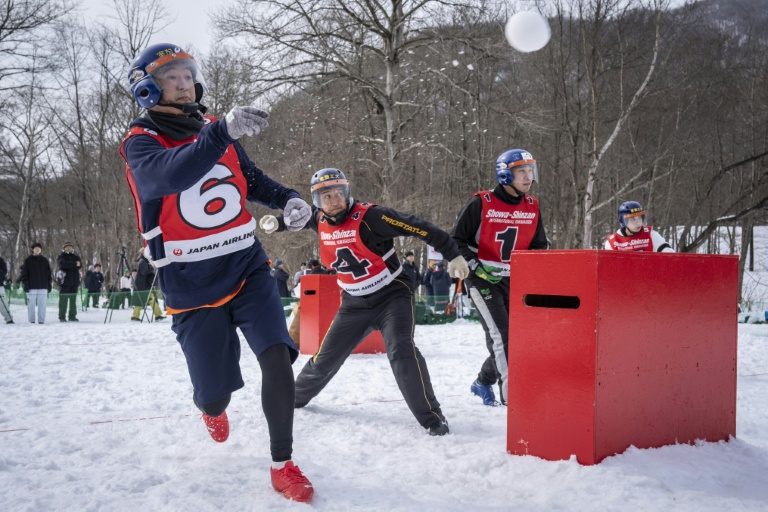 Des joueurs lancent des boules de neige lors d'une partie de 