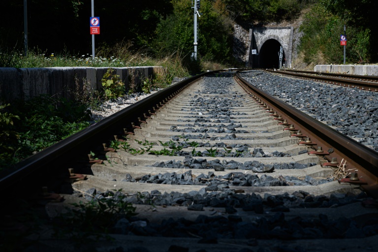 Des voies ferrées à Clelles, sur la ligne régionale entre Grenoble et Gap, le 18 août 2025 en Isère