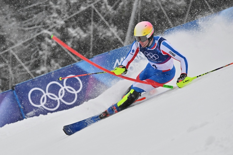 Le Français Clément Noël lors de la première manche du slalom des JO d Milan Cortina, le 16 février 2026