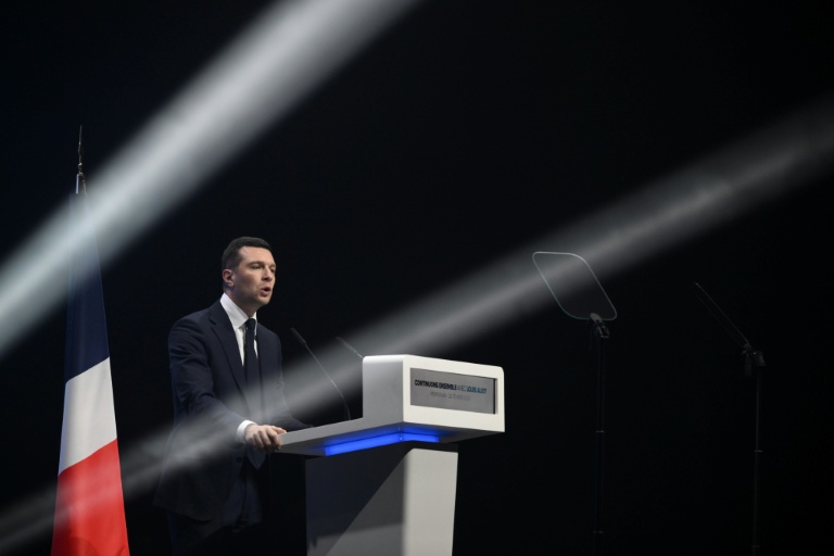 Le président du Rassemblement National Jordan Bardella à Perpignan, dans les Pyrénées-Orientales, le 28 février 2026