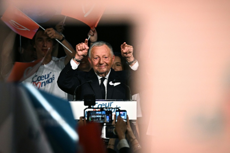 Jean-Michel Aulas tient son premier meeting à Lyon, où il est candidat aux municipales, le 26 septembre 2025