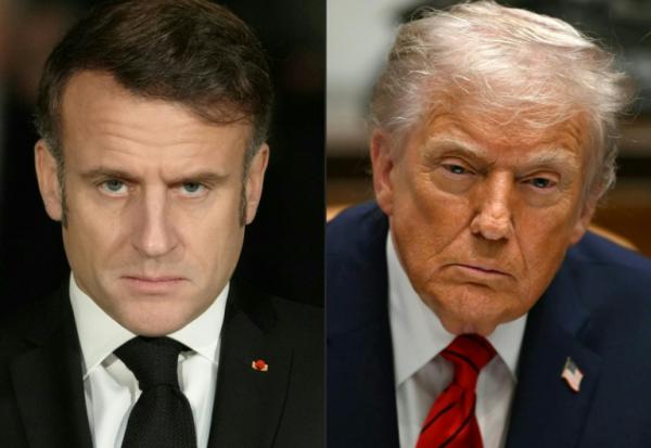 Montage photos du 18 janvier 2026 montrant le président français Emmanuel Macron (g) et le président américain Donald Trump