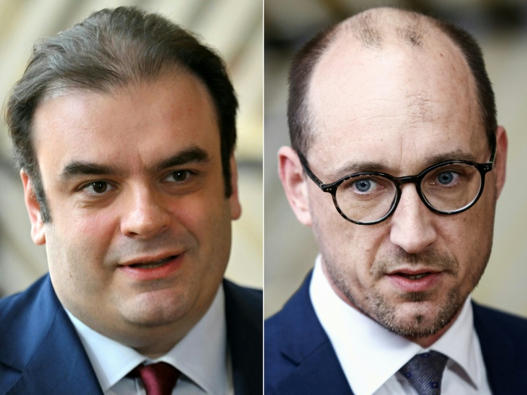 Le ministre des Finances grec Kyriakos Pierrakakis et le ministre belge du Budget Vincent Van Peteghem sont les deux candidats à la présidence de l'Eurogroupe