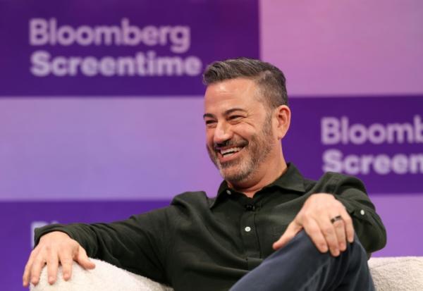 L'humoriste américain Jimmy Kimmel lors d'une conférence sur les médias à Los Angeles, le 8 octobre 2025 en Californie