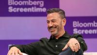 L'humoriste américain Jimmy Kimmel lors d'une conférence sur les médias à Los Angeles, le 8 octobre 2025 en Californie