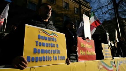 Manifestation à Londres contre la répression des manifestations en Iran, le 14 janvier 2026