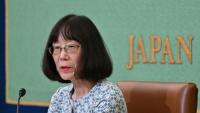 La présidente de la Cour pénale internationale (CPI), Tomoko Akane, au Japan National Press Club à Tokyo, le 14 juin 2024