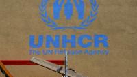 Un logo de l'agence de l'ONU pour les réfugiés, à Berlin, le 16 juin 2022
