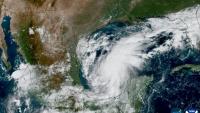 Image satellite fournie par le Cooperative Institute for Research in the Atmosphere de la Colorado State University et par la National Oceanic and Atmospheric Administration de l'ouragan Isaias se développant au-dessus du golfe du Mexique, le 7 octobre 2026