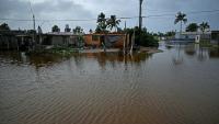 Une zone indonée après le passage de l'ouragan Polo à Puerto Sans Carlos, en Basse-Californie du Sud, le 29 septembre 2026 au Mexique