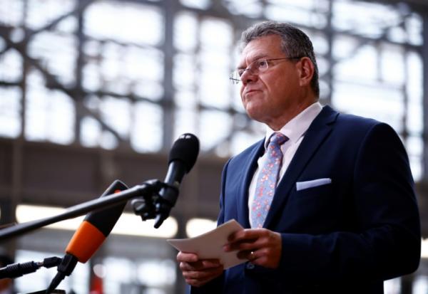 le commissaire européen au Commerce, Maros Sefcovic, le 15 mai 2025 à Bruxelles