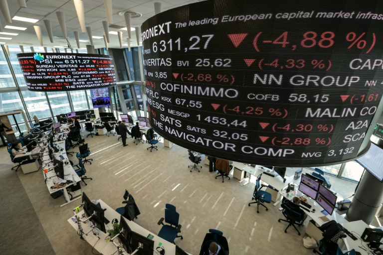 La salle de contrôle d'Euronext, société qui gère la Bourse de Paris