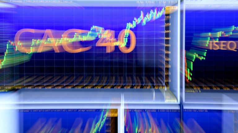 CAC 40 au siège d'Euronext le 27 avril 2018