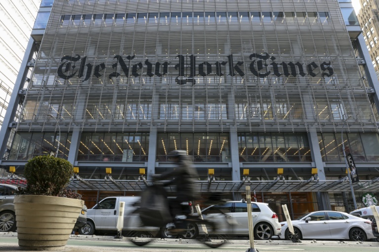 Façade du New York Times, dans la ville éponyme, le 22 janvier 2026. 