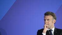 Le président Emmanuel Macron lors d'un Forum économique franco-grec à Athènes, le 25 avril 2026