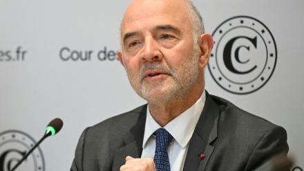 Le Premier président de la Cour des comptes Pierre Moscovici, le 8 avril 2025 à Paris 