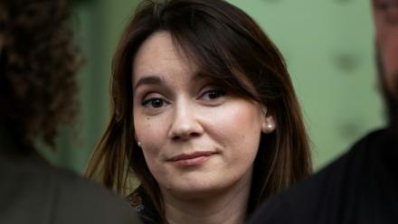 La chroniqueuse pro-russe Xenia Fedorova à Paris le 12 avril 2025