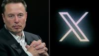 Le propriétaire de X Elon Musk, le 16 juin 2023 à Paris, et le logo du réseau, le 24 juillet 2023