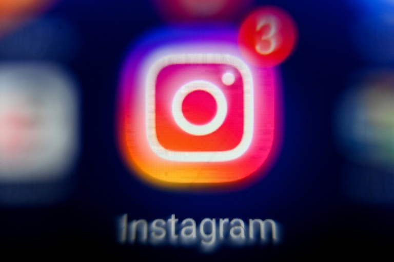 Le logo du réseau social Instagram, sur un écran, le 18 octobre 2021 à Moscou en Russie