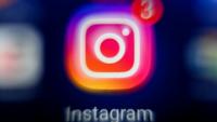 Le logo du réseau social Instagram, sur un écran, le 18 octobre 2021 à Moscou en Russie
