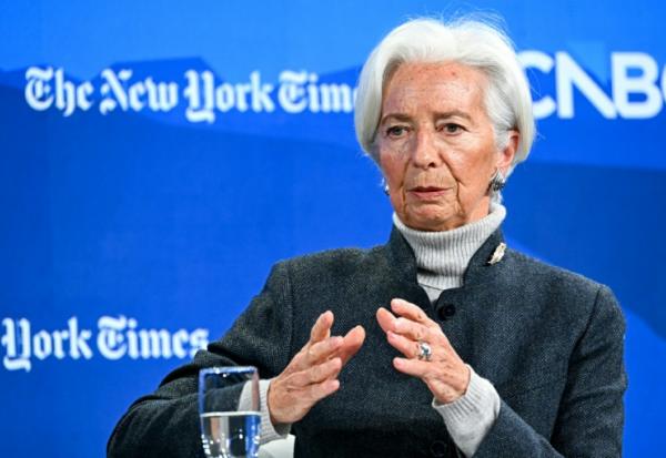 Christine Lagarde, présidente de la Banque centrale européenne, lors d'une discussion en clôture du forum dans les Alpes suisses, Davos, le 21 janvier 2026