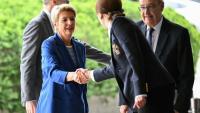 La présidente de la Confédération helvétique, Karin Keller-Sutter, arrive mercredi 6 août 2025 au département d'Etat pour des entretiens avec le secrétaire d'Etat américain Marco Rubio