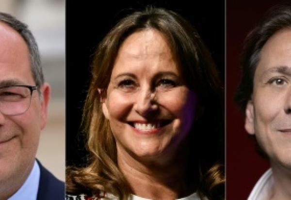 Montage de photos d'archives réalisé le 16 septembre 2026 et montrant, de gauche à droite, les candidats à la primaire sociale-démocrate à la présidentielle de 2027 : Olivier Faure, premier secrétaire du Parti socialiste (PS) et député; Emmanuel Maurel, député de Gauche Démocrate et Républicaine; Ségolène Royal, ancienne ministre française de l'Écologie; Jérôme Guedj, député des Socialistes et Apparentés; Raphaël Glucksmann, député européen de Place Publique