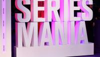 Vue du logo du festival Séries Mania à Lille le 20 mars 2025