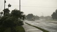 Une route balayée par les vents de la tempête Isaias à Pensacola, en Floride, le 9 octobre 2026