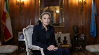 La veuve de l'ex-chah d'Iran, Farah Pahlavi, chez elle à Paris le 20 janvier 2026