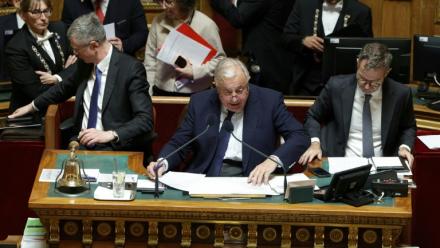 Le président du Sénat Gérard Larcher lors du débat sur le projet de budget de la sécurité sociale, le 26 novembre 2025 au Sénat, à Paris 