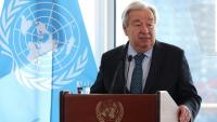 Le secrétaire général de l'ONU Antonio Guterres lors d'un discours au siège de l'organisation, le 22 juillet 2025 à New York