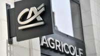 Le logo de la banque Crédit Agricole, à Nantes, le 4 juin 2017