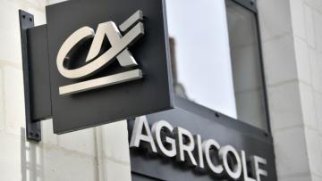 Le logo de la banque Crédit Agricole, à Nantes, le 4 juin 2017